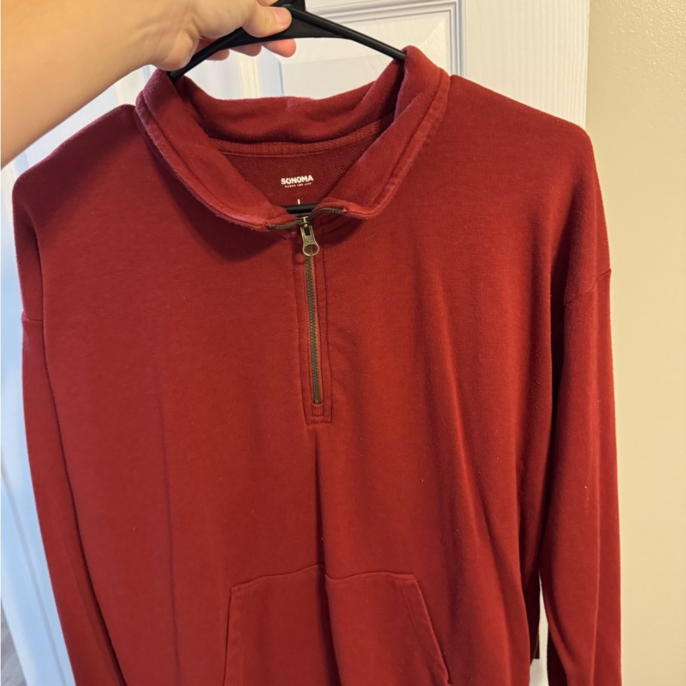 Sonoma Women’s Red Quarter-Zip Sweater